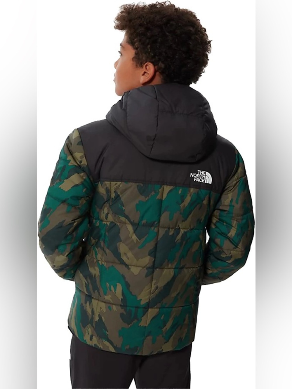 North Face Reversible Perrito Jacket - Boys' in Evergreen Camo - Picture 3 of 11